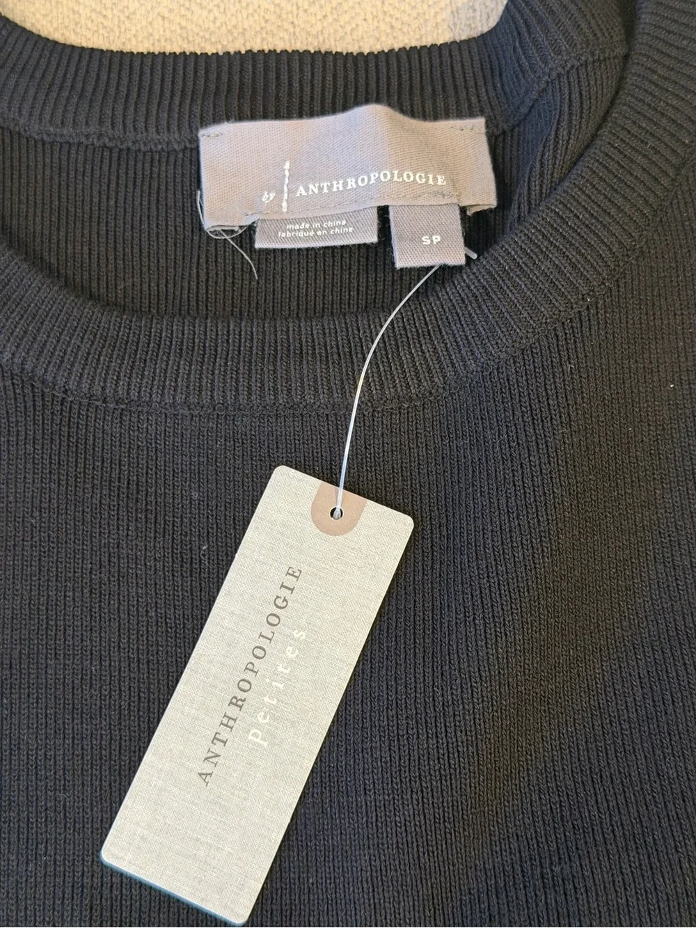 Anthropologie Black Knit Bodice with White Puff Sleeves Brand New with tags
